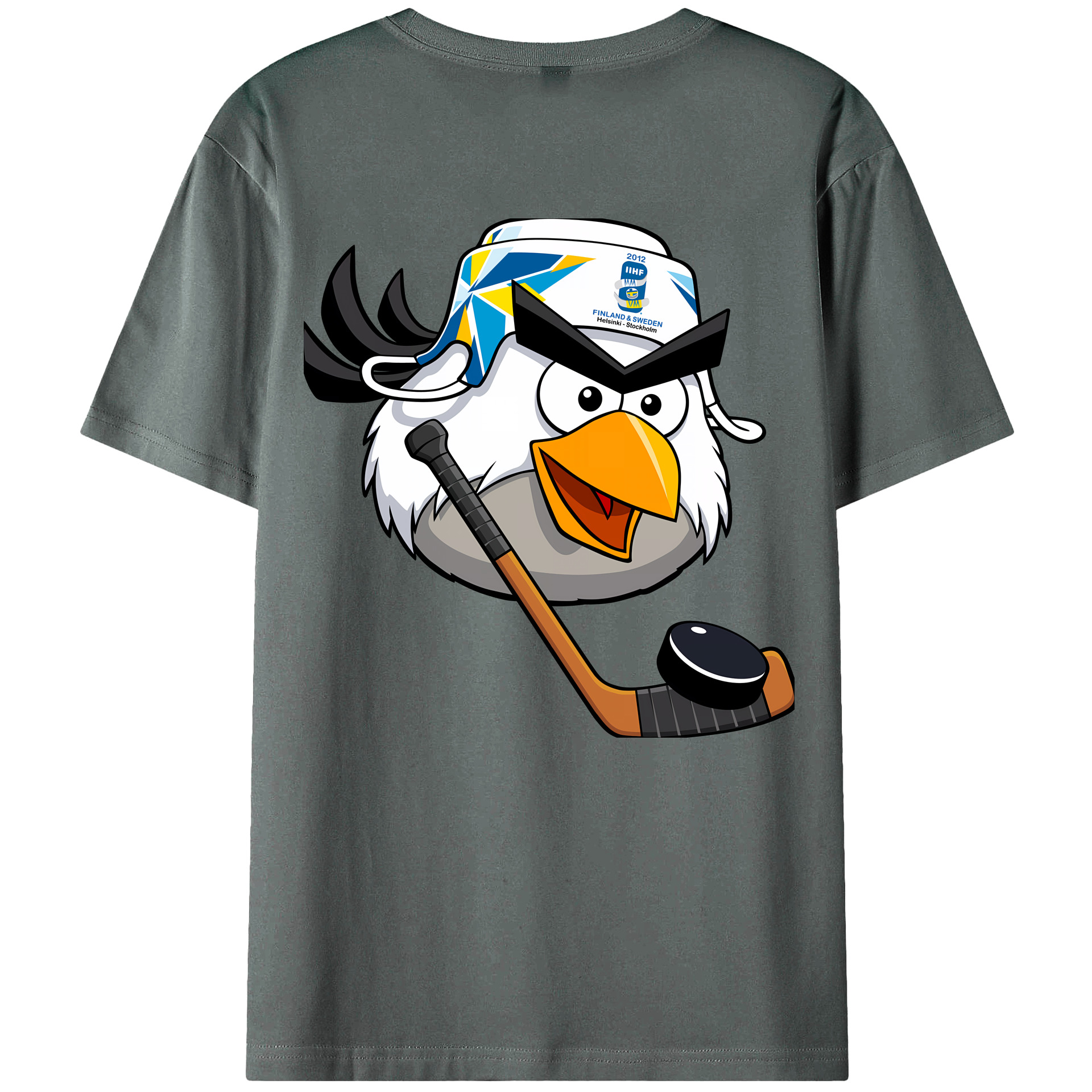 （画像用） Angry Birds アングリーバード 綿100％ メンズ半袖Tシャツ（バックプリント） 通気性